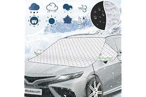 modacraft 2024 Aufgerüstet Frontscheibenabdeckung mit Seitenspiegelabdeckung, 4 Schicht Dicker Wasserdicht Winter Auto Abdeckung Gegen Schnee Frost EIS UV Staub Sonne für die Meisten Autos, 150x128cm
