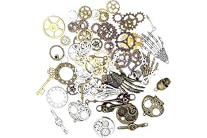 CYXZMYA 76 Stück Steampunk Accessoires,Steam Punk,Steampunk Accessoires Herren,Metall Typ,Metallanhänger im Steampunk-Stil,Zahnrad Anhänger Armbanduhr,für Handwerk,Vintage Halskette Zubehör,DIY.
