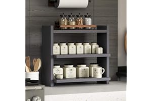 Homidea ZEN - Scaffale portaspezie con 3 ripiani, in legno, per spezie, organizer versatile per cucina, bagno, ufficio (antracite)