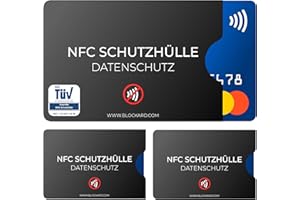 NFC Protective Case (Pack of 3) TÜV-Tested Made of Plastic for Credit Cards, ID Cards, Bank Cards, 100% NFC Protection, Credit Card Protective Case, RFID Blocker, Credit Card Sleeve, Shielded