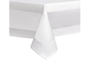 DECOHOMETEXTIL HEIMTEXTILMANUFAKTUR Damast Tischdecke aus 100% Baumwolle Gastro Edition Weiß Rechteckig 130 x 220 cm feinste Vollzwirn Qualität aus hochwertigem Ringgarn