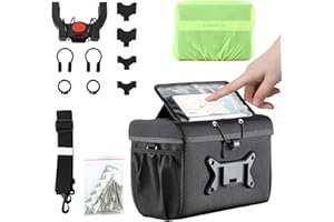 SOSINYA 8L Sacoches de Guidon vélo avec écran Tactile, Sacoche de Guidon vélo,Sacoche étanche pour vélo électrique - Installation et démontage Rapides