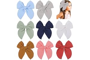 HCIMOOY 8 STÜCKE Große Haarschleife Fabel Haarschleife für Kleinkinder Mädchen Handgemachte Rot Neutral Schleife Haarschmuck für Kleine Babys Kinder (Baumwolle-2)