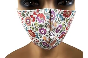 HABAC STUDIO Reversible Liberty Tana Lawn 100% Cotton Face Mask With Built In Filter. 3 Layers, D'Anjo Pink Florals, Washable.