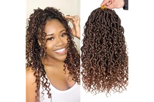 Mscat 14 Inch 8 Packs Ombre River Goddess Faux Locs Crochet Hair Wavy With Curly Ends Pre-looped River Locs Synthetic Crochet Braiding Faux Locs Hair Extensions (14Strands/Pack T30#)