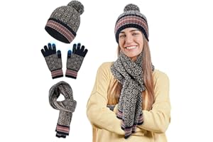 YIROCHAN 3 Piece Hat Scarf and Glove Set for Women, Plush Knitting Hat Glove Scarf for Girls Ladies Outdoor Wearing to Keep Warm in Cold Weather
