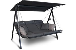 ANGERER FREIZEITMÖBEL GMBH Angerer Hollywoodschaukel Lounge Smart – Schaukel zum Sitzen, Liegen & Entspannen, inkl. Bett-Funktion, einfache Montage, Made in Germany, hochwertiger Stoff, Grau