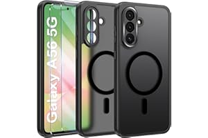 Opkiegrn Samsung Galaxy A56 5G Hülle Kompatibel mit MagSafe mit 2 Schutzfolie, [Vollständiger Kameraschutz] Handyhülle, Stoßfest Durchscheinende Matt SchutzHülle Schwarz