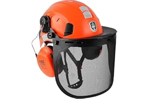 GREEN DEVIL Casque de Protection pour tronçonneuse, Casque de Protection forestière, Casque de sécurité avec Protection auditive et visière 3 en 1