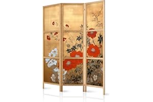 ‎MURANDO murando - Paravent Innen Raumteiler Holz 135x172 cm 3-teilig Japanische Trennwand Raumtrenner Room Divider Mobiler Sichtschutz Spanische Wand Raum Abtrennung Botanik Abstrakt Natur b-H-10005-bh-a