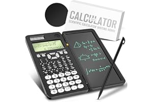 OfficeNest 349 Functions - 2025 Update - Scientific Calculator with LCD Writing Pad & Stylus - Solar & Battery - Not Programmable - For School, Graduation, University, Work