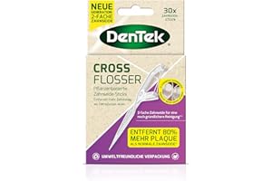 ‎DENTEK Dentek Cross Flosser - pflanzenbasierte Zahnseide Sticks - reißfest - Zahnreinigung der Zahnzwischenräume - Minzgeschmack - Fluorid - Zahnstocher, 1 x 30 Stk