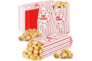 Votoko 150 Pièces Sac Pop Corn, 9 x 6 x 21cm Cinéma Sachet Pop Corn, Popcorn Boîtes Rouge Blanche Rayé, Pot Popcorn, Candy Bags, Snacks Container pour Les Fêtes, Anniversaires, Soirées Cinéma Carnival