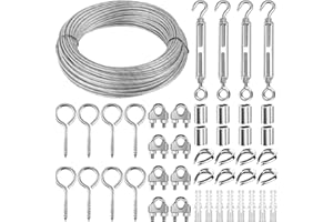 SPYRTB Corde en Acier Inoxydable à Suspendre Kit, 30m 3mm Cable Acier 304, avec M5 Tendeurs de Fil, Cable Métallique pour Suspension Plantes Grimpante Rambarde Corde a Linge