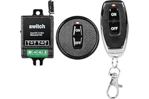 AILAO Interruptor con Mando a Distancia 12V Interruptor Inalambrico Rele 12V Remoto CC rele de 5–48V para Bomba de Agua Motor Sistema de Seguridad Distancia máxima 100m con 2 mandos a Distancia.