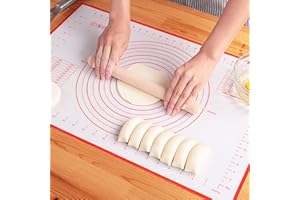 LIMNUO Tapis de cuisson en silicone antiadhésif grand format extra épais avec mesures - Tapis de cuisson, tapis à pâtisserie, protège-four (Rouge, 40x50cm)