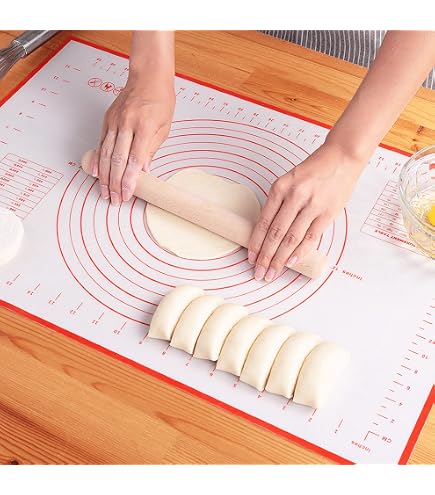 Tapis De Cuisson En Silicone 42 X 30 Cm - Antiadhésif, Mesures Imprimées - Pour Pâtisserie, Pizza, Biscuits - Résiste De -40°C à 230°C - 8