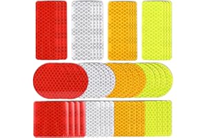 KUKUPOW 48 Pezzi Nastro Catarifrangente Adesivo, Adesivi Catarifrangenti, Strisce Catarifrangenti Adesive, Catarifrangente Moto, Nastro Catarifrangente Adesivo, per Auto, Moto, Biciclette, 4 Colori