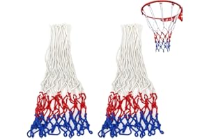 APRAGAZ 2 Pack Heavy Duty Basketball Net, All-Weather Red/White/Blue Nets, 12 Loops Fits Standard Indoor or Outdoor Rims