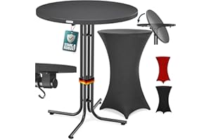 Casaria® Table Haute Pliable Grise avec Housse Grise Mange Debout 110 cm Bar bistrot Jardin 2 Crochets Inclus