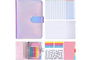 QIANSHOUYAN Budget Notizbuch A6,A6 PU Leder Budget Binder Geld Organizer Sparen,mit 12 Binder Tasche 12 Budgetblätter 5 Trennblätter 4 Etikettenaufklebern für Bargeld Briefmarken(Rosa)