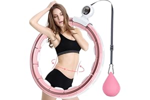Coollia Smart Fitness Reifen, Smart Hula Hoop Reifen Erwachsene für Gewichtsverlust und Fitness mit Massage Noppen und 16 Knoten Abnehmbar Einstellbar Leise mit Smarten Zähler
