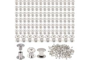 KYYLZ 100PZ Vite a Testa Piatta in Argento, Vite di Rilegatura, Rivetti a Vite Chicago M5x6mm - Argento