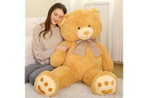 MorisMos Oso Peluche Gigante, 120cm Peluches Grandes Marrón Claro, Teddy Bear Peluches de Animales Juguetes, Osito Peluche Kawaii Suave Regalos para Bebé Novia Madres Cumpleaños San Valentín