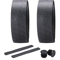 GORGECRAFT Ruban De Guidon Vélo En Cuir PU Noir – 2 Rouleaux Antidérapants Nid D'Abeille, Absorbant La Sueur, Avec Bouchons Métalliques Pour Vélo De Route Et Gravel