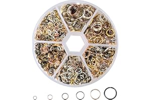 FODLON 970 Pezzi Anelli di Salto Aperti, Connettori ad Anello Tondo, Braccialetti Anellini Aperti 4-10mm Kit Anello di Salto Jump Rings con Scatola per DIY Creazione Gioielli e Riparazione Collane (Misto)
