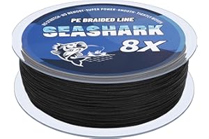 Seashark Línea de pesca trenzada de color que nunca se desvanece, 8 hebras, línea de pesca de polietileno súper fuerte, resistente a la abrasión, alambre de pesca cero estiramiento, excelente