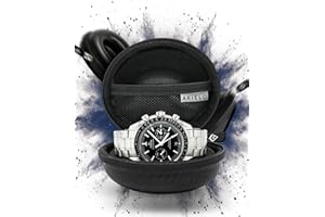 AKIELO Boîte pour Montre – Étui de Voyage pour Montre avec Chiffon de Nettoyage et Coffret Cadeau – Convient aux Montres-Bracelets et Montres Intelligentes pour Hommes et Femmes jusqu'à (Noir Carbone)