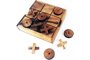 IAMSIAMZ Tic Tac Toe - Juego clásico de madera de 5.5 x 5.5 pulgadas, juguete de mesa de viaje para niños y adultos, decoración del hogar, juego de regalo, pausa de café, tiempo familiar