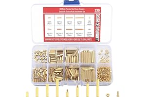 YWCHOSHE 330 Pcs M2 Male Female Hex Brass Spacer Standoff Screw Nuts, Gold Threaded PCB Motherboard Circuit Pillar Standoff Spacers Assortment Kit for Electronics Computers DIY Use