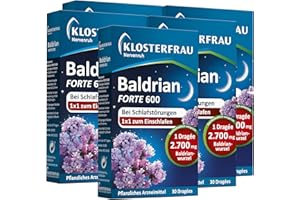 Klosterfrau Nervenruh Baldrian forte 600 | bei Schlafstörungen | für körperliche Regeneration | mit Baldrianwurzel-Trockenextrakt | 5 x 30 Stück