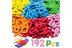 SWUNXION Lettere e numeri magnetici per educare i bambini, set di 192 pezzi in schiuma a 9 colori (con blocchi di motivi, simboli), magneti dell'alfabeto regalo per l'apprendimento dei bambini