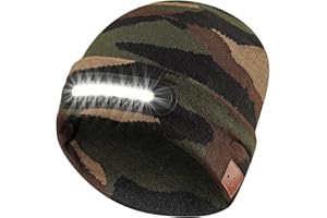 RANCOVY Bonnet LED avec lumière, Rechargeable par USB LED Lumineux Bonnet Chapeau Lampe lumières pour Hommes et Femmes