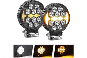 CO LIGHT 2PCS 4 inch Round LED Work Light 10000LM Led Light Bar 12V 24V IP68 For Construction Vehicles, Off-Road Vehicles, Trucks, UTVs and ATVs
