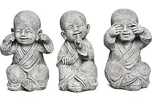 STONEANDSTYLE Set di 3 Buddha Shaolin in pietra massiccia, non vedo, non sento, non parlo