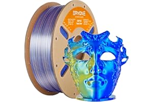 ERYONE Jedwabisty dwukolorowy filament PLA, do drukarki 3D, 1,75 mm, -0,03 mm, współwytłaczany, błyszczący, 1 kg, błękitny i złoty