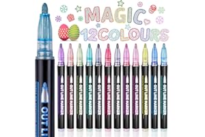 Lenski Glitterate Colorate, Regalo Bambina 10 Anni Femmina, Regalo Bambina 4-12 Anni, Regali Di Natale per Bambini, 12 Colori Pennarelli Glitter Magiche per Pittura, Scrapbooking, Idee Regalo Natale