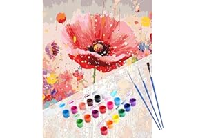 DAERLE Fleur de fantaisie Peinture par numéros adulte, Kit de bricolage pour adultes Peinture sur toile Avec peinture et pinceau, Cadeaux et décorations de peinture 40x50 cm Aquarelle florale