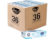 Facial tissue box 80 sheets X 2 ply, bundle of 36 boxes - Fine® sterilized tissues for germ protection.