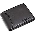 amazon basics Leather Wallet | Durable Leather Craftsmanship | 6 Card Slots, 2 Cash Compartments, Zip Pocket (Black)