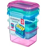 Sistema Lunch Food Storage Containers | 400ml | Small Snack Tubs | BPA Free Plastic | Assorted Colors | 3 Pack