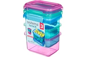 Sistema Lunch Food Storage Containers | 400 ml | Small Snack Pots | BPA-Free Plastic | Assorted Colours | 3 Count