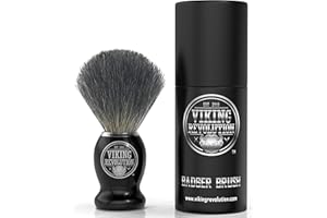 Viking Revolution Badger Hair Shaving Brush for Men - Shave Brush for Wet Shave Using Shaving Cream & Soap - Best Shave of Your Life for Safety Razor, Double Edge Razor or Straight Razor