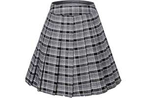 HOEREV Donne Ragazze Svasato Casual Mini Scuola Tennis Skater Casual Gonna Danza con Due Tasche Laterali e Pantaloncini Interni