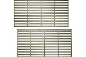 PREMIER GARDEN SUPPLIES Premier Vogue 6x3ft (W: 6ft x H: 3ft) Contemporary Horizontal Slatted Capped Trellis Venetian Style Garden Panel Fence Topper/Wall Art/Pergola/Divider Width 1828mm x Height: 896mm