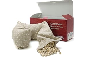 ERBORISTERIA VITA Fascia con noccioli di ciliegia sfoderabile e lavabile scaldacollo per dolori addominali, mal di pancia, febbre alta (900gr. - 58x12x5cm) con Cuoricini Bianchi. Terapia caldo freddo.